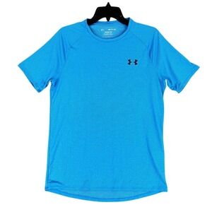 Under Armour Shirt Mens Small Blue Tech Moisture Wicking Short‎ Sleeve Polyester